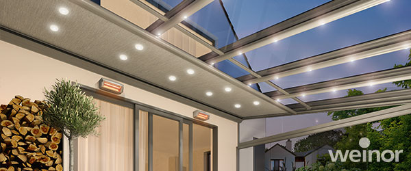Terrassendach mit Markise, Heizsystem und Lichtleisten © weinor